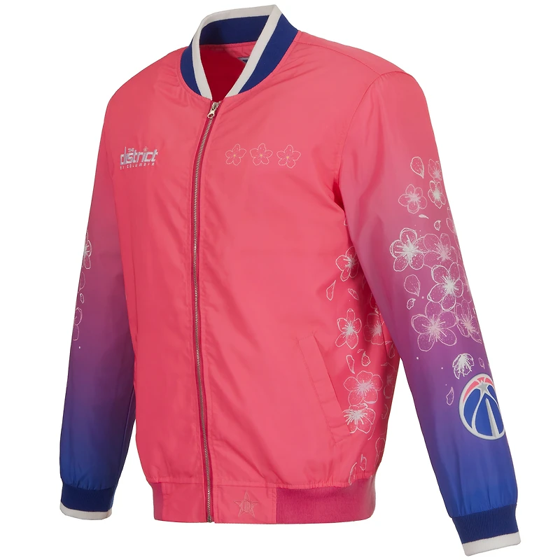 Blouson aviateur en nylon zippé rose Washington Wizards 2022/23 City Edition pour homme JH Design