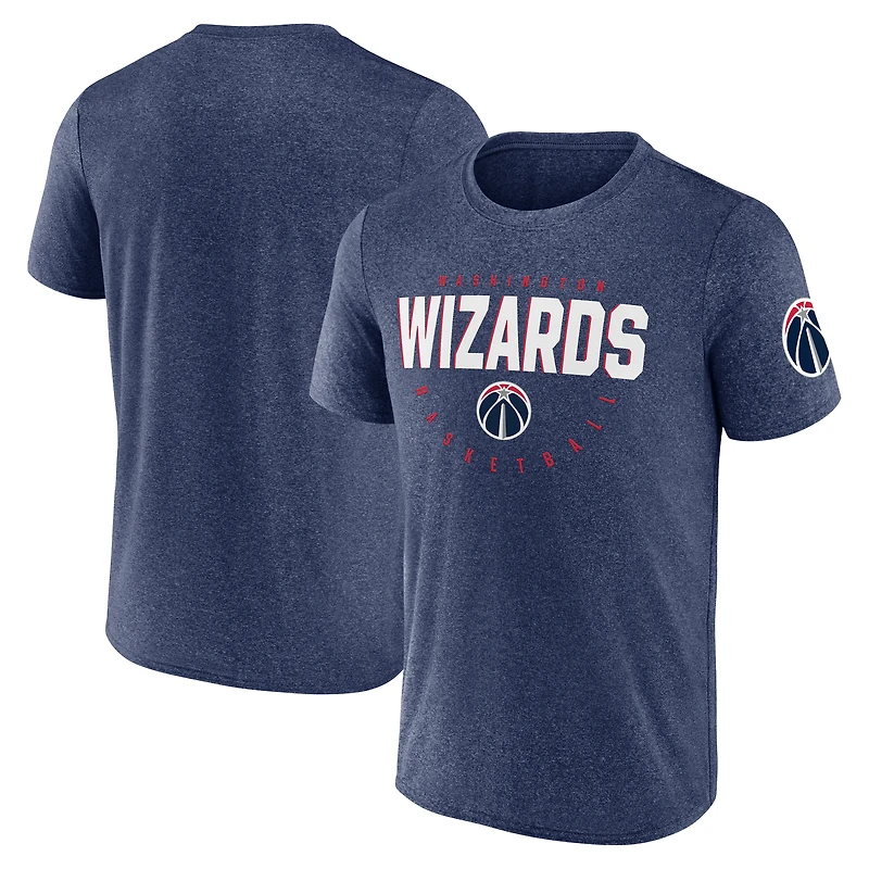 Men's Logo Athletic Heather Navy Washington Wizards Block Practice Performance T-Shirt