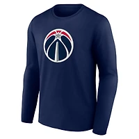 T-shirt à manches longues bleu marine pour homme avec logo principal des Washington Wizards
