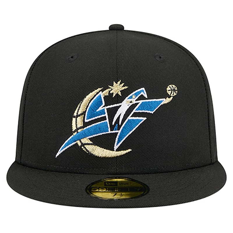 Men's New Era  Black Washington Wizards Core Logo 59FIFTY Fitted Hat