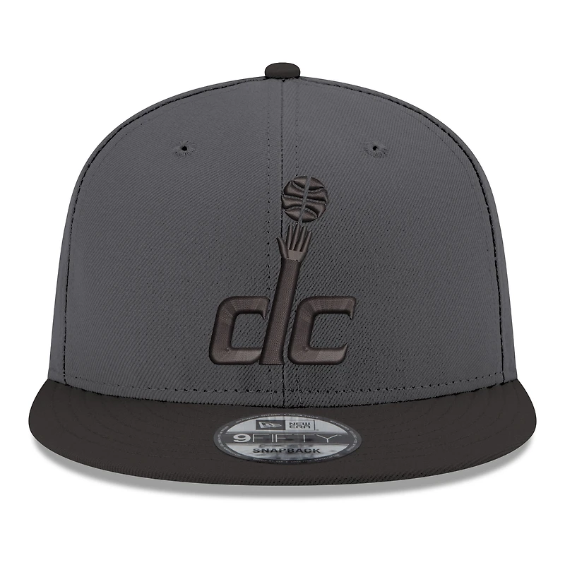 Men's New Era Gray/Black Washington Wizards Logo 2-Tone 9FIFTY Snapback Hat