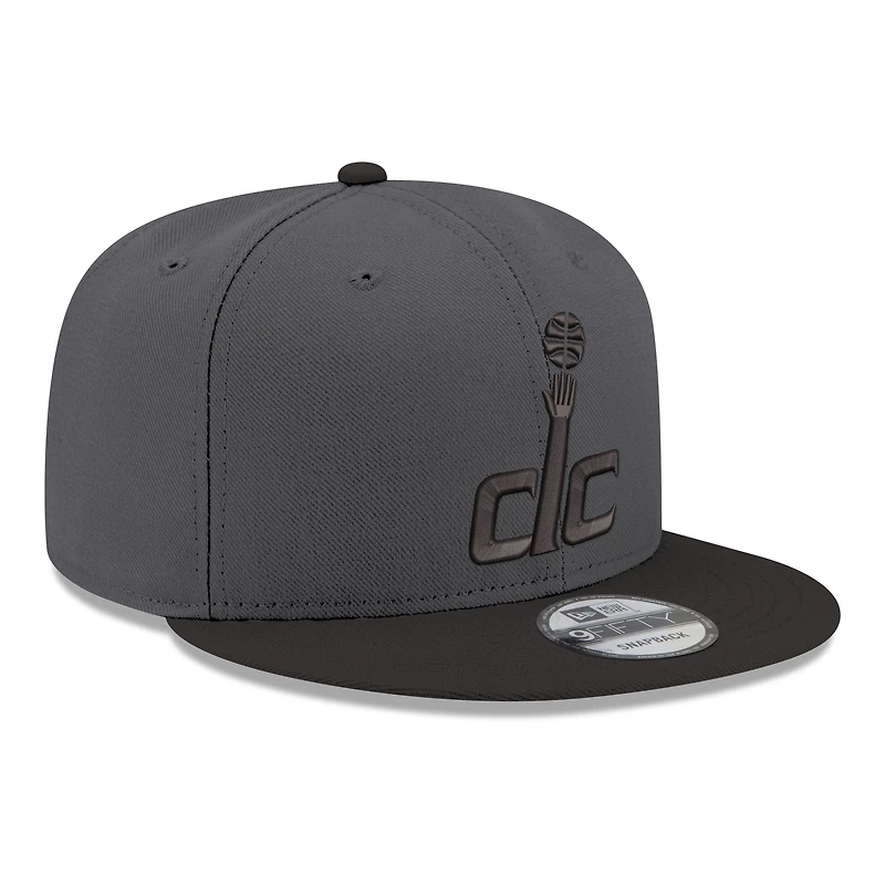 Men's New Era Gray/Black Washington Wizards Logo 2-Tone 9FIFTY Snapback Hat