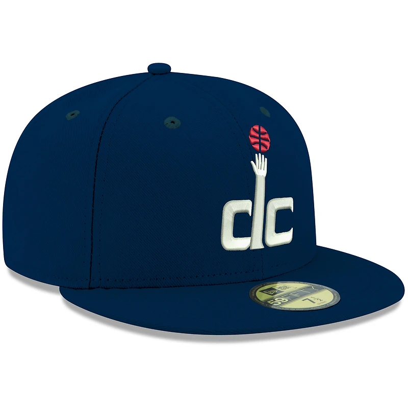 Casquette ajustée New Era 59FIFTY pour homme, couleur officielle de l'équipe Washington Wizards, bleu marine