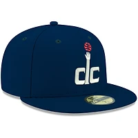 Casquette ajustée New Era 59FIFTY pour homme, couleur officielle de l'équipe Washington Wizards, bleu marine