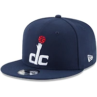 Casquette Snapback 9FIFTY couleur officielle de l'équipe Washington Wizards New Era pour hommes, bleu marine