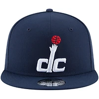 Casquette snapback New Era 9FIFTY pour homme, couleur officielle de l'équipe Washington Wizards, bleu marine