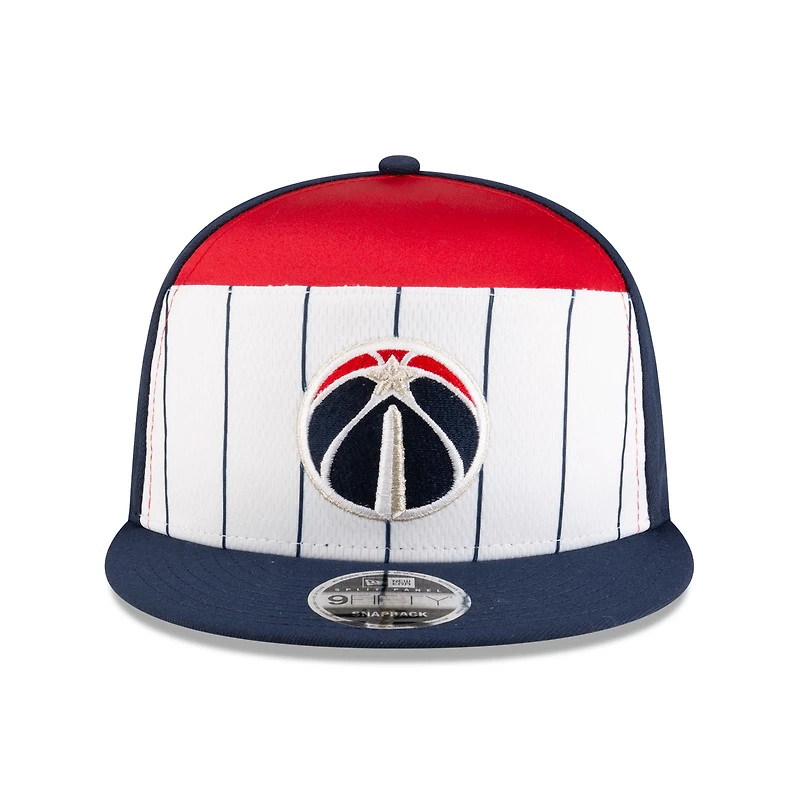 Men's New Era White/Navy Washington Wizards 2025 NBA Tip Off Split Panel 9FIFTY Snapback Hat