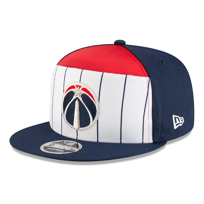 Men's New Era White/Navy Washington Wizards 2025 NBA Tip Off Split Panel 9FIFTY Snapback Hat