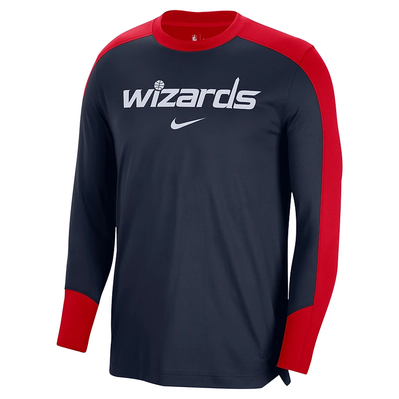 Men's Nike Navy Washington Wizards 2024/25 Authentic Pre-Game Legend Long Sleeve Shooting Shirt