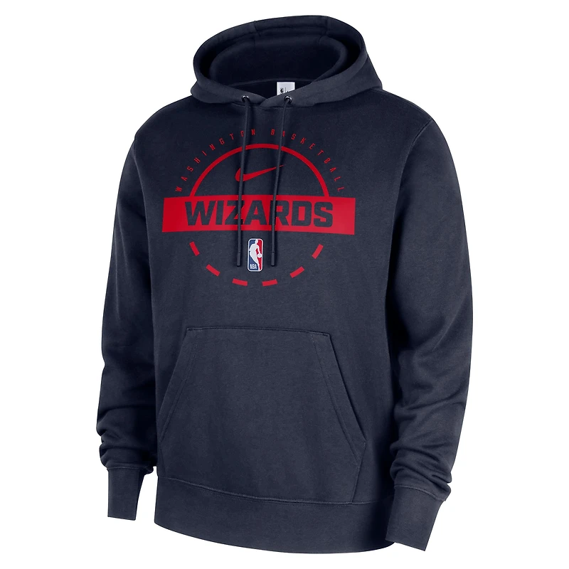 Sweat à capuche Nike bleu marine Washington Wizards 2025/26 Authentic Practice Club pour homme
