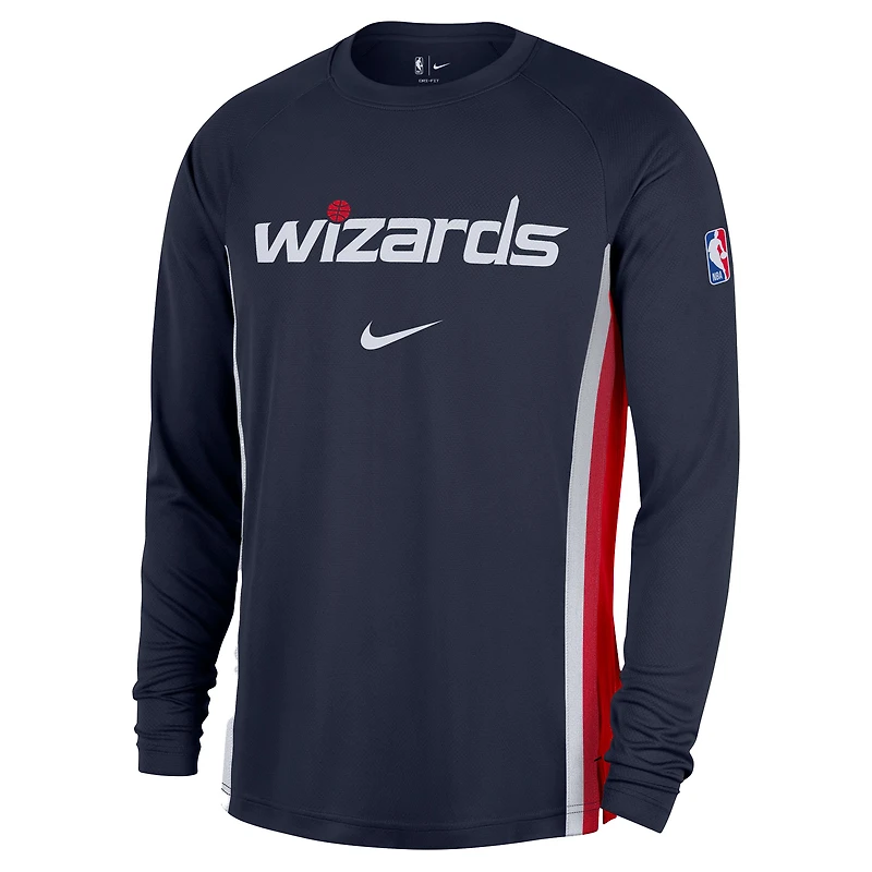 Men's Nike Navy Washington Wizards 2025/26 Authentic Pre-Game Legend Dri-FIT Long Sleeve Shooting Shirt