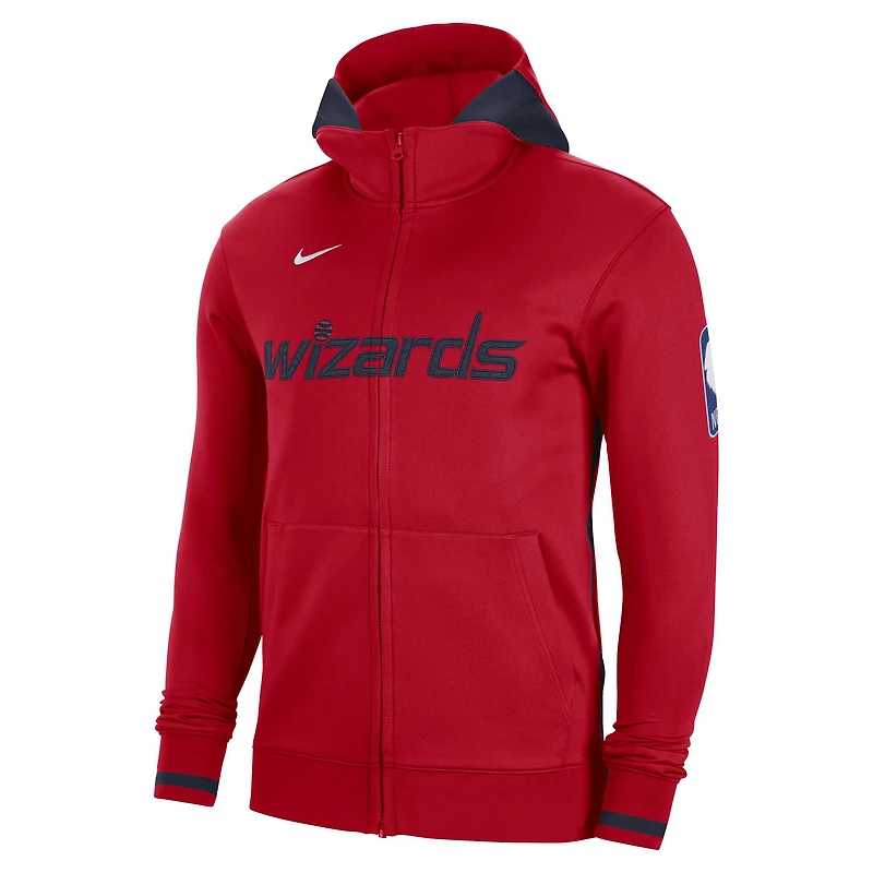 Sweat à capuche entièrement zippé Nike Washington Wizards Authentic Showtime Performance pour homme, rouge