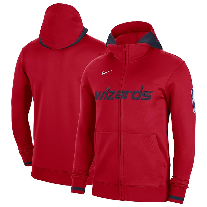 Sweat à capuche zippé Nike rouge Washington Wizards Authentic Showtime Performance pour homme