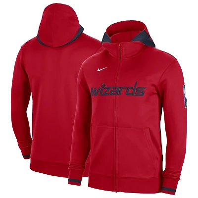 Sweat à capuche zippé Nike rouge Washington Wizards Authentic Showtime Performance pour homme