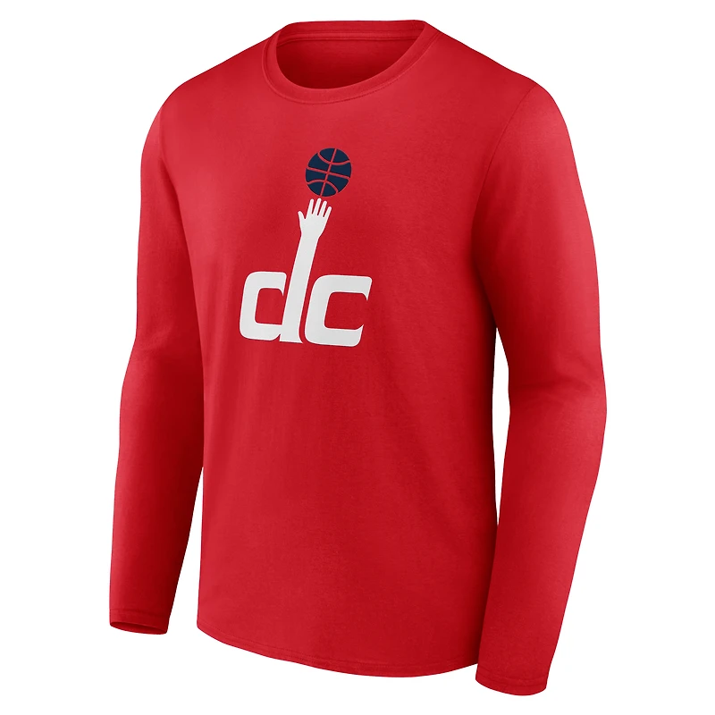 T-shirt blanc à manches longues pour homme avec logo alternatif des Washington Wizards