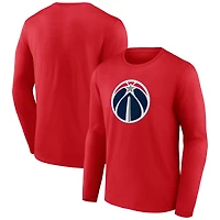 Men's  Red Washington Wizards Primary Logo Long Sleeve T-Shirt