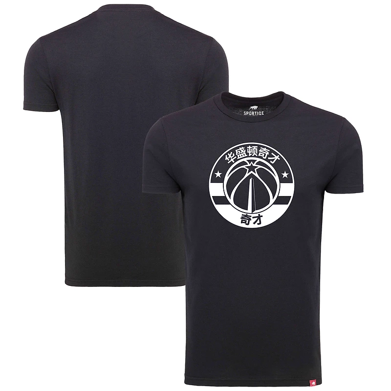 T-shirt à trois mélanges confortable pour homme en langue chinoise Washington Wizards Sportiqe noir