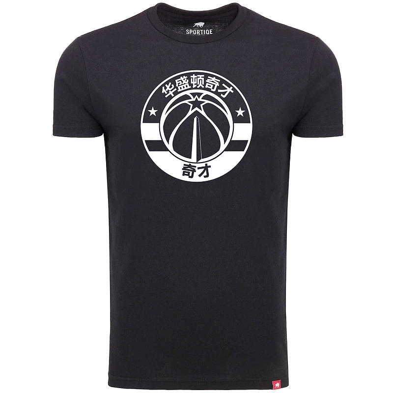 T-shirt à trois mélanges confortable pour homme en langue chinoise Washington Wizards Sportiqe noir