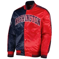 Men's Starter Navy/Red Washington Wizards Fast Break Satin Full-Snap Jacket