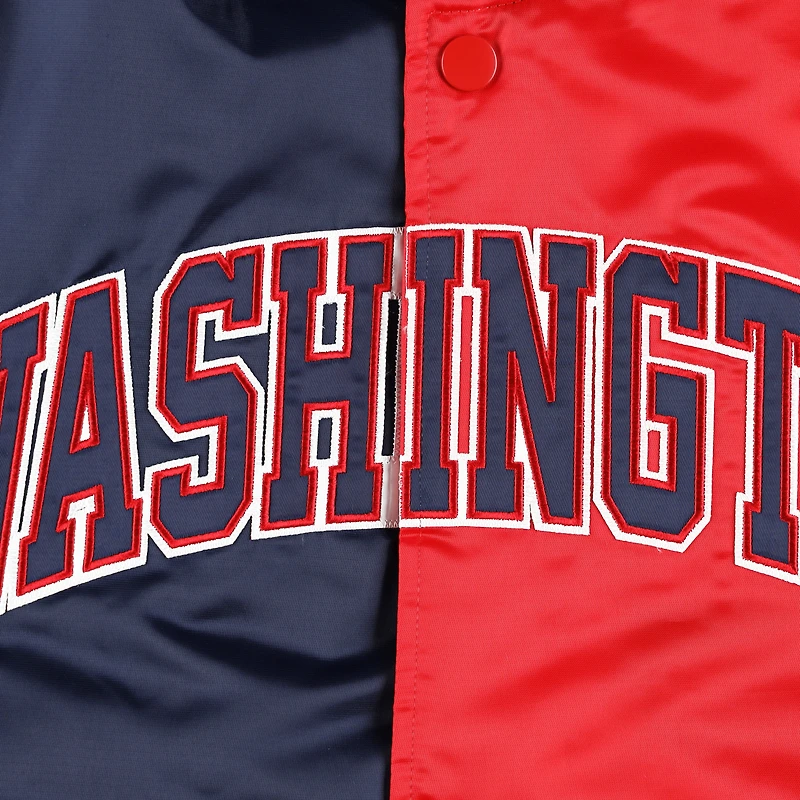 Men's Starter Navy/Red Washington Wizards Fast Break Satin Full-Snap Jacket