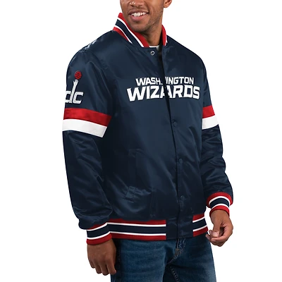 Veste universitaire en satin à bouton-pression pour hommes Starter Navy Washington Wizards Home Game
