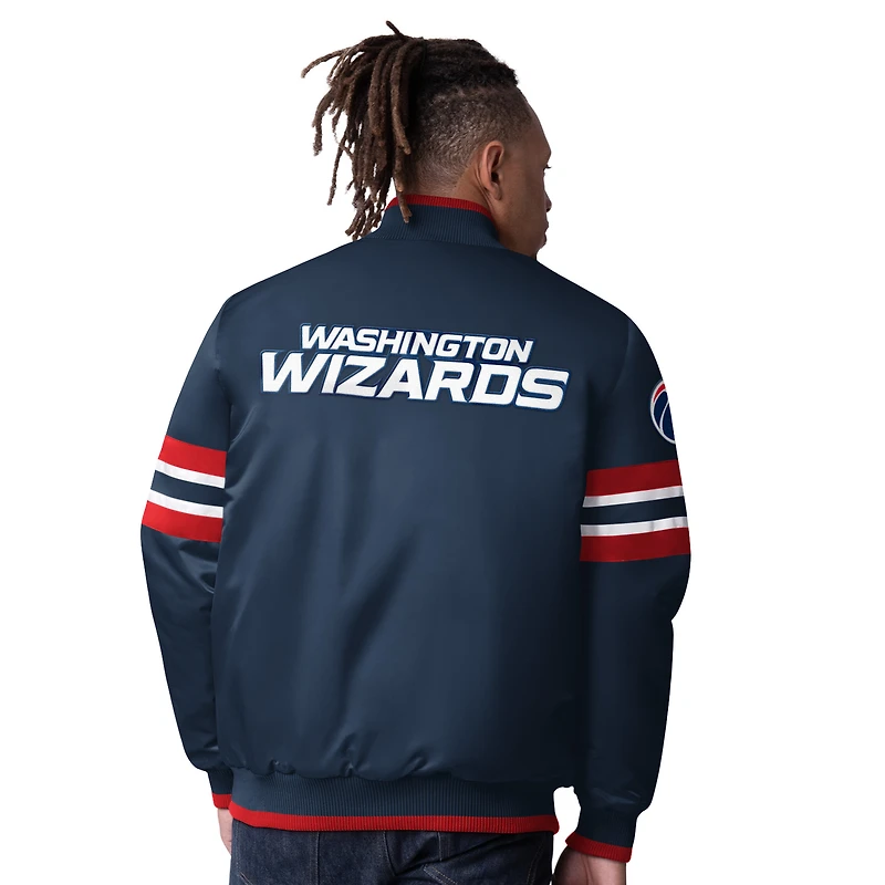 Veste en satin à boutons-pression pour homme Starter Navy Washington Wizards Scout Varsity