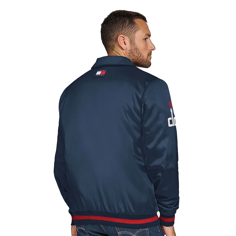 Men's Tommy Jeans Navy Washington Wizards Jacob Chain Stitch Applique Full-Snap Varsity Jacket