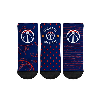 Chaussettes Rock Em pour tout-petit Washington Wizards #1 Fan Lot de 3 paires de chaussettes