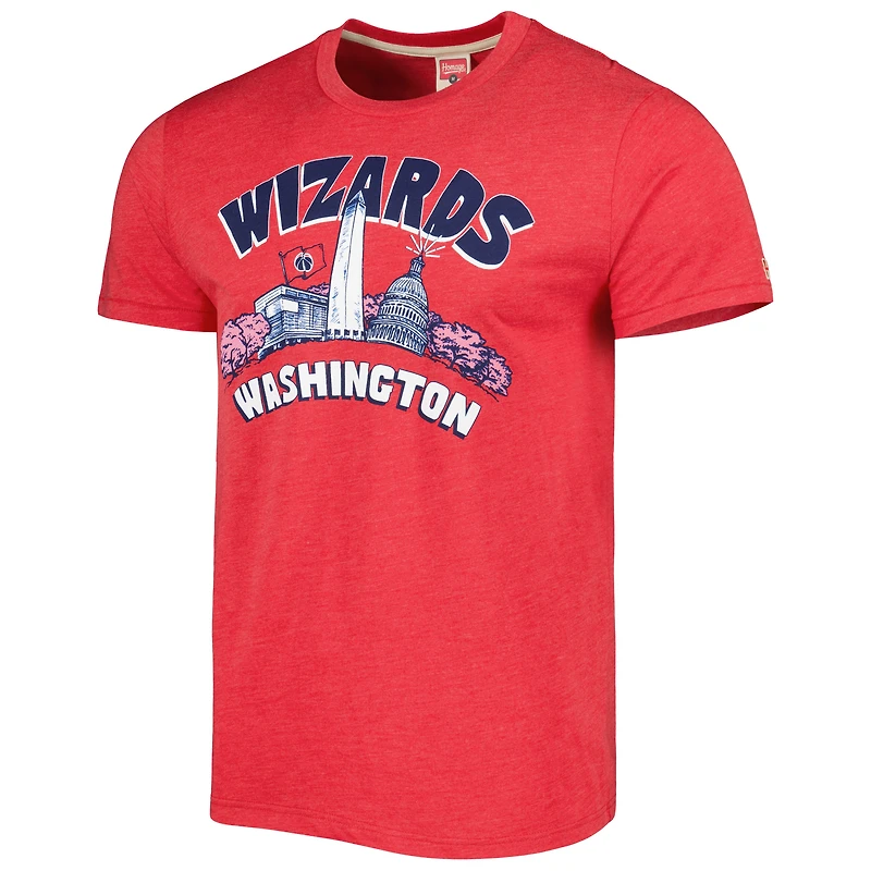 T-shirt à trois mélanges unisexe Homage Red Washington Wizards Hometown Hyper Local