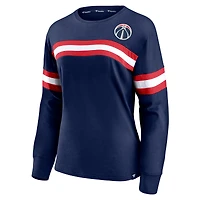 Women's Fanatics Navy Washington Wizards Block Party Chest Logo Striped Long Sleeve T-Shirt