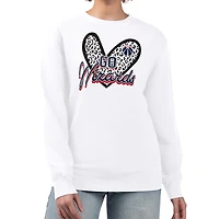 Women's G-III 4Her by Carl Banks  White Washington Wizards Leopard Heart Fleece Pullover Sweatshirt