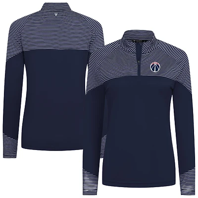 Women's Levelwear Navy Washington Wizards Classic Stripes Quarter-Zip Top