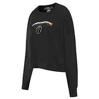 Women's Pro Standard  Black Washington Wizards Glam Cropped Pullover Sweatshirt