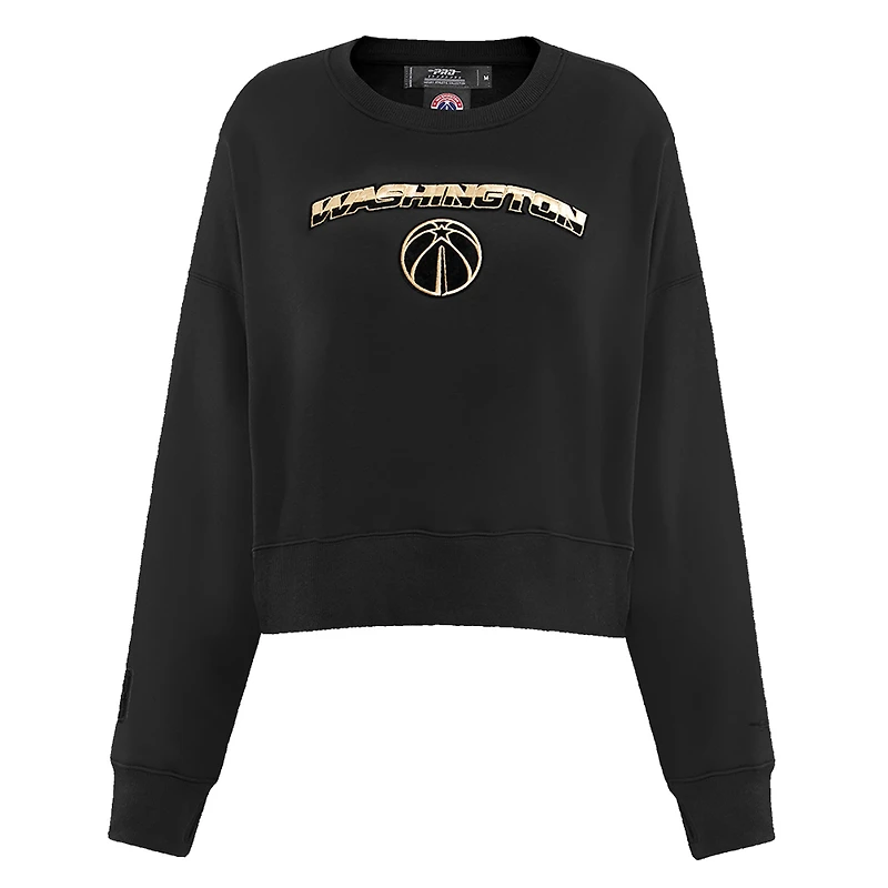 Women's Pro Standard Black Washington Wizards Glam Cropped Pullover Sweatshirt