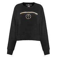 Women's Pro Standard  Black Washington Wizards Glam Cropped Pullover Sweatshirt