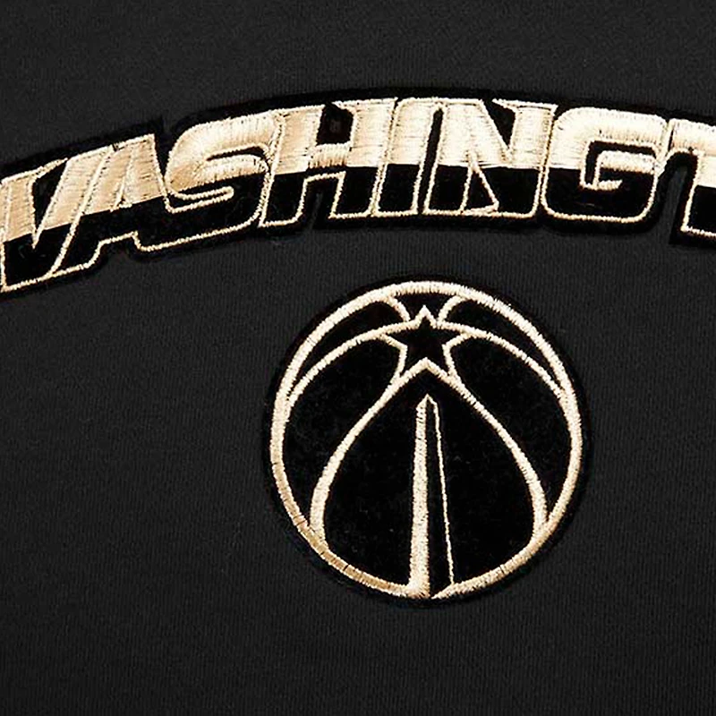 Women's Pro Standard  Black Washington Wizards Glam Cropped Pullover Sweatshirt