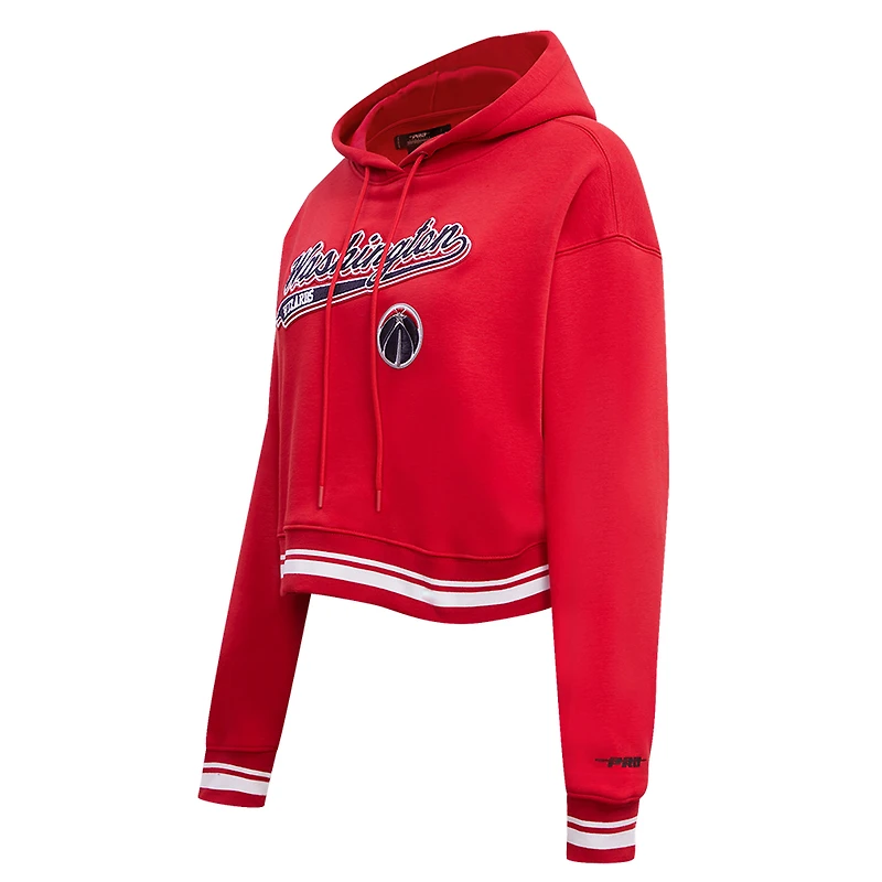Sweat à capuche court Pro Standard Red Washington Wizards Script Tail pour femmes