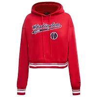 Women's Pro Standard Red Washington Wizards Script Tail Cropped Pullover Hoodie