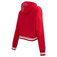 Women's Pro Standard Red Washington Wizards Script Tail Cropped Pullover Hoodie