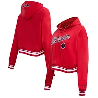 Women's Pro Standard Red Washington Wizards Script Tail Cropped Pullover Hoodie