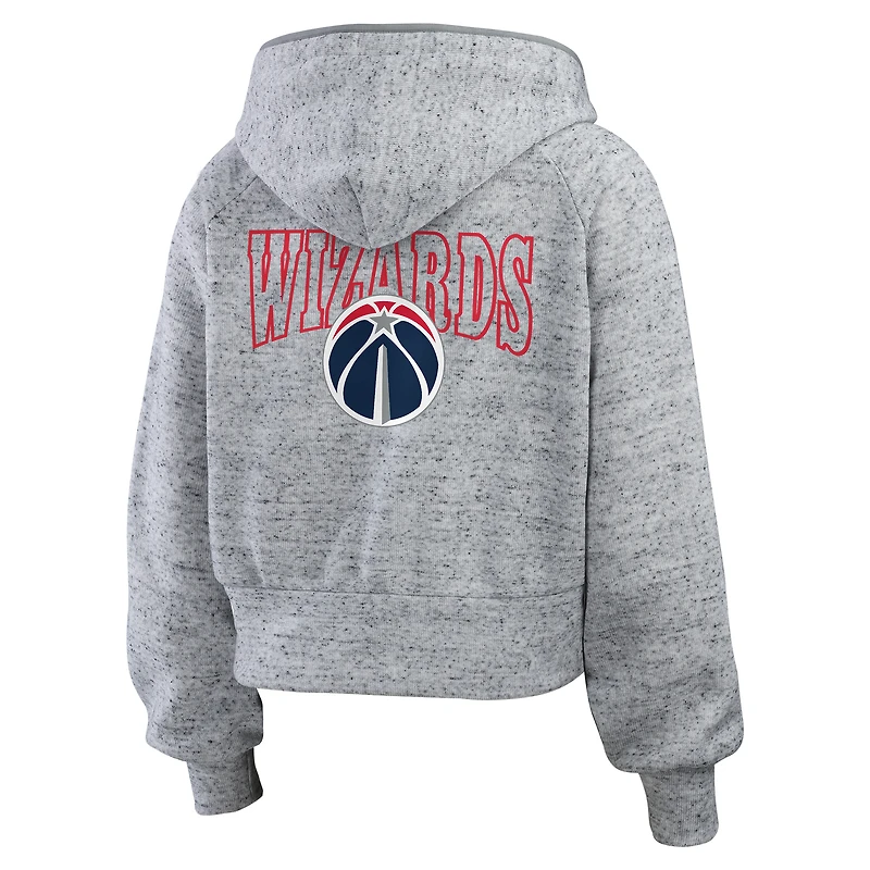 Sweat à capuche zippé motif moucheté WEAR by Erin Andrews pour femme, gris chiné, Washington Wizards