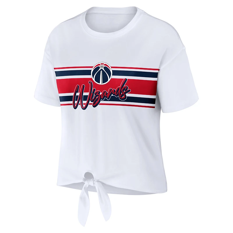T-shirt blanc noué sur le devant des Wizards de Washington WEAR by Erin Andrews pour femmes