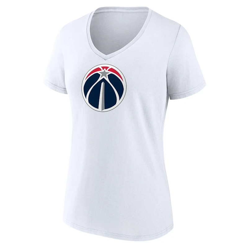 Women's White Washington Wizards Primary Logo V-Neck T-Shirt