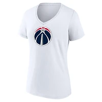 Women's  White Washington Wizards Primary Logo V-Neck T-Shirt