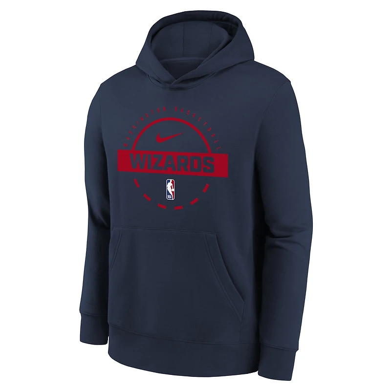 Sweat à capuche d'entraînement Nike bleu marine Washington Wizards 2025/26 Club Fleece pour jeune