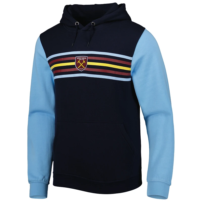 Sweat À Capuche Rayures Raglan West Ham United Bleu Marine/Bleu Homme