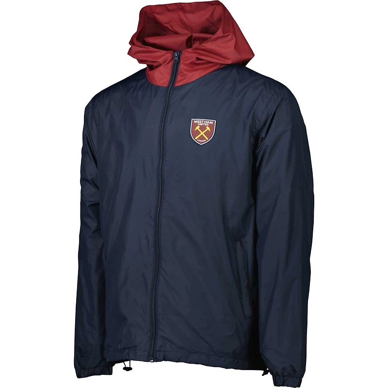Veste Coupe-Vent À Capuche Zippée West Ham United Bleu Marine Pour Homme