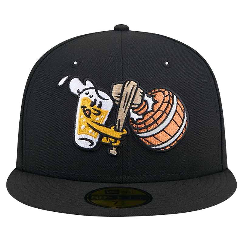 Casquette ajustée 59FIFTY Black West Michigan Whitecaps Theme Night Beer City Bung Hammers pour hommes