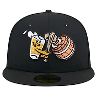 Casquette ajustée 59FIFTY Black West Michigan Whitecaps Theme Night Beer City Bung Hammers pour hommes