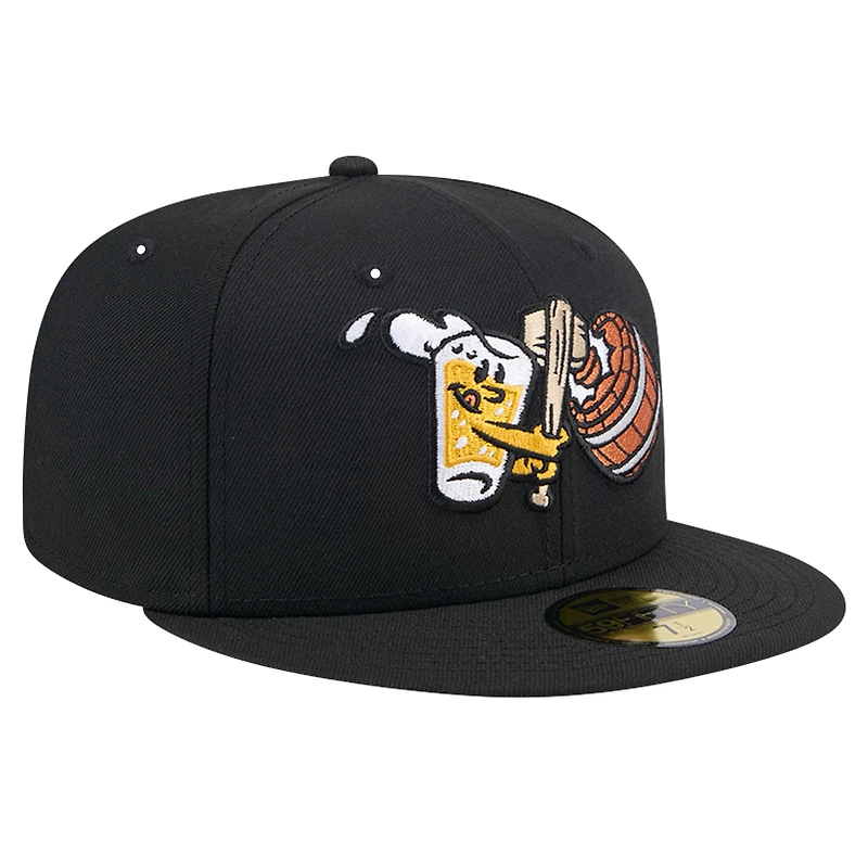 Casquette ajustée 59FIFTY Black West Michigan Whitecaps Theme Night Beer City Bung Hammers pour hommes